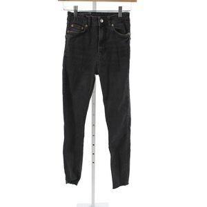 Unemployed Denim Women Skinny Black Jeans Mid Rise Button 26 Inseam Size 0